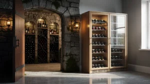 Comparaison entre un caveau traditionnel et un placard frais pour conserver les bouteilles de vin