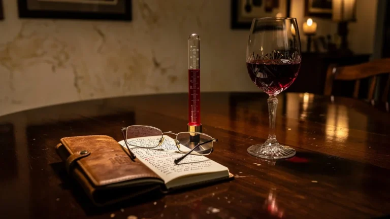 Thermomètre à vin testé lors d’un dîner intime, ambiance raffinée et lumière chaleureuse